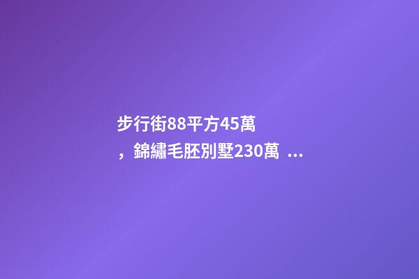 步行街88平方45萬，錦繡毛胚別墅230萬，城南自建房273平帶院165萬